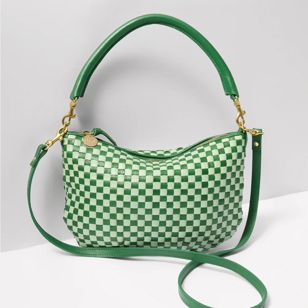 Clare V Petit Moyen Green Checkered Crossbody Bag - Picture 2 of 4